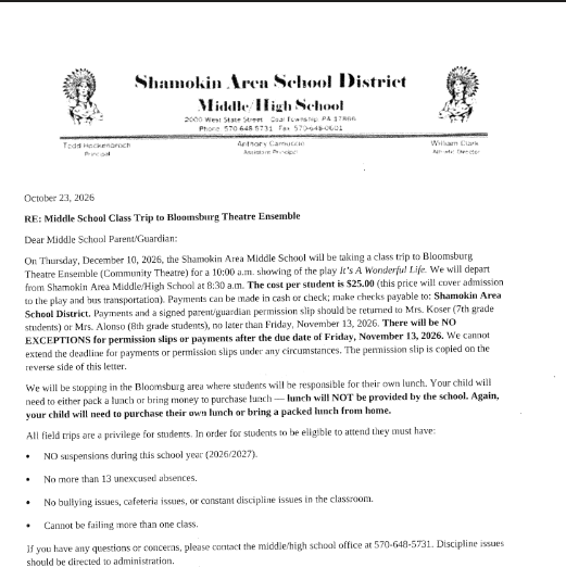 BLOOMSBURG THEATRE ENSEMBLE (BTE) TRIP INFORMATION