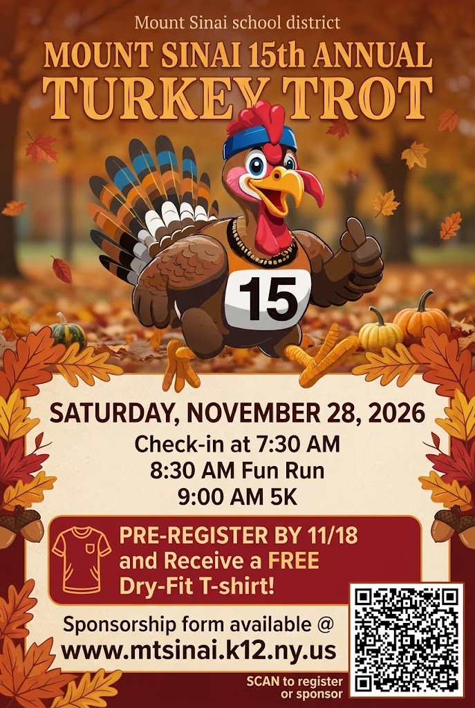 15th Annual Turkey Trot, Saturday, November 28, 2026.  
