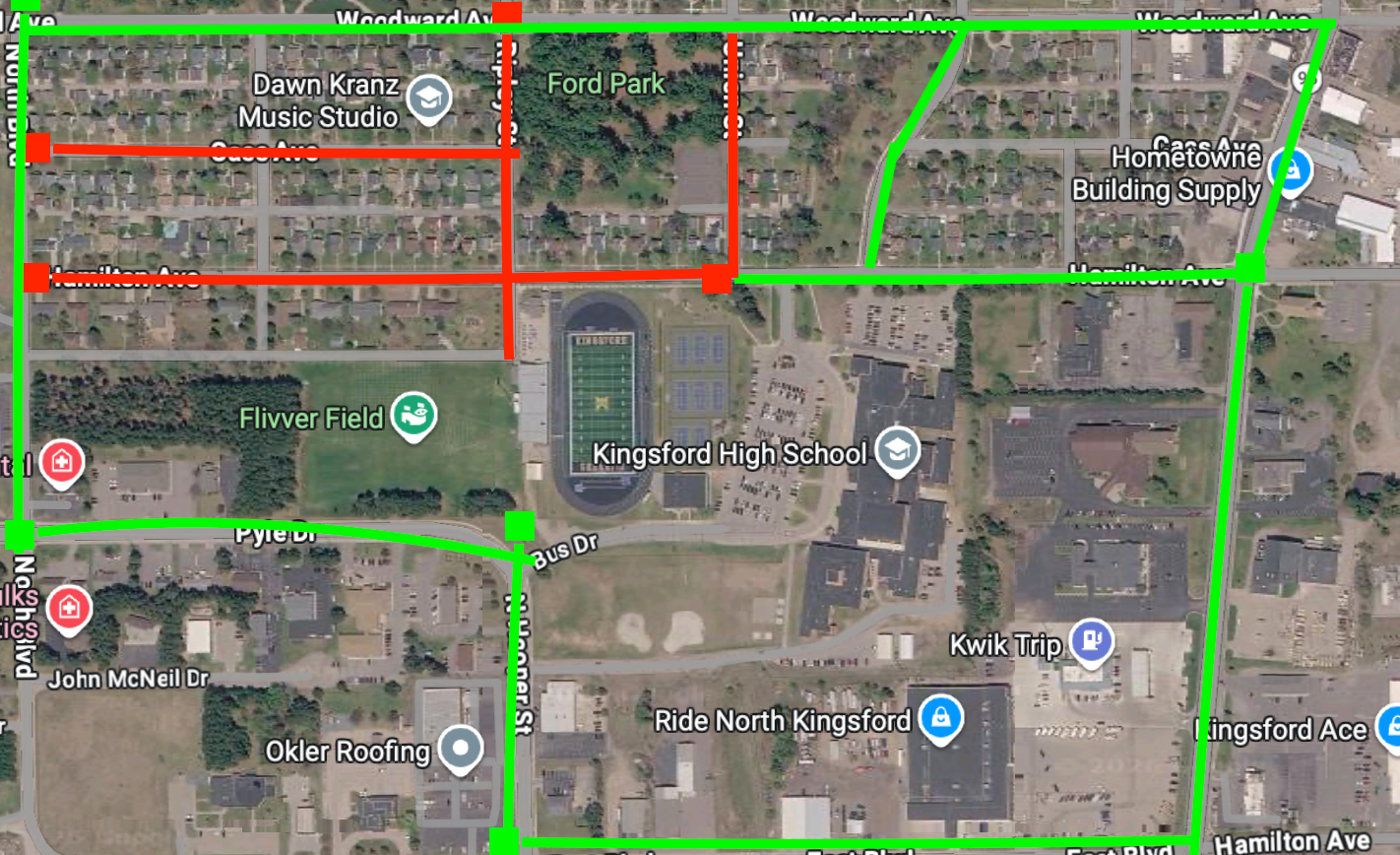 Road Construction Update for Kingsford Middle School & Kingsford High School