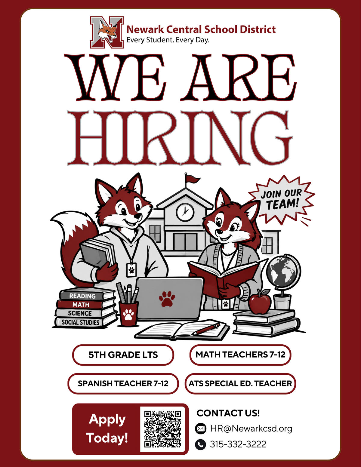 Newark Central School District is growing, and we want YOU to join our team! 🦊