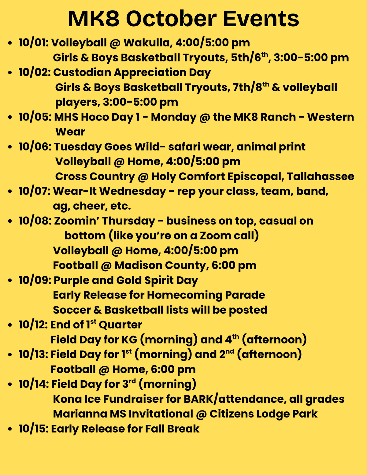 October Events 