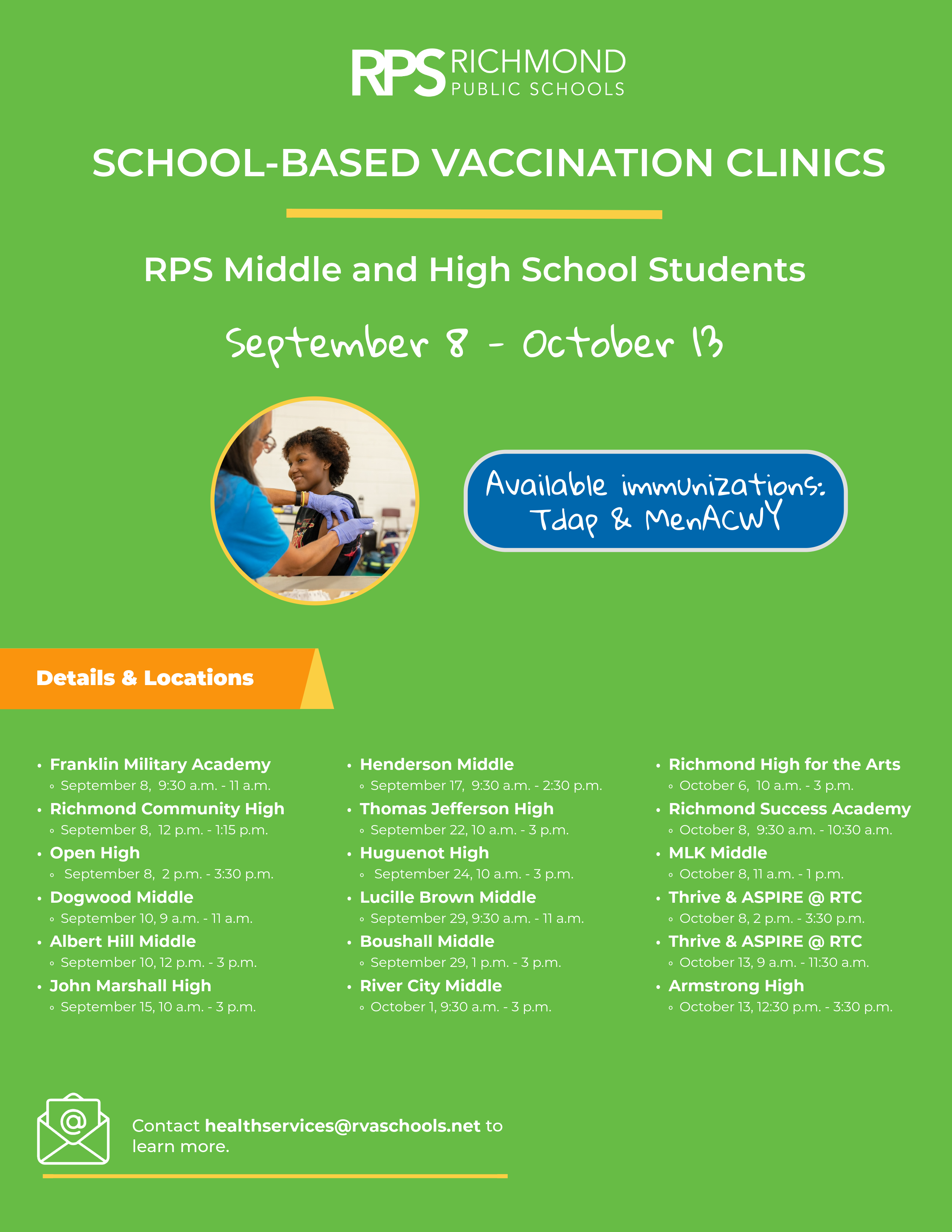 Vaccination Clinics for Middle School