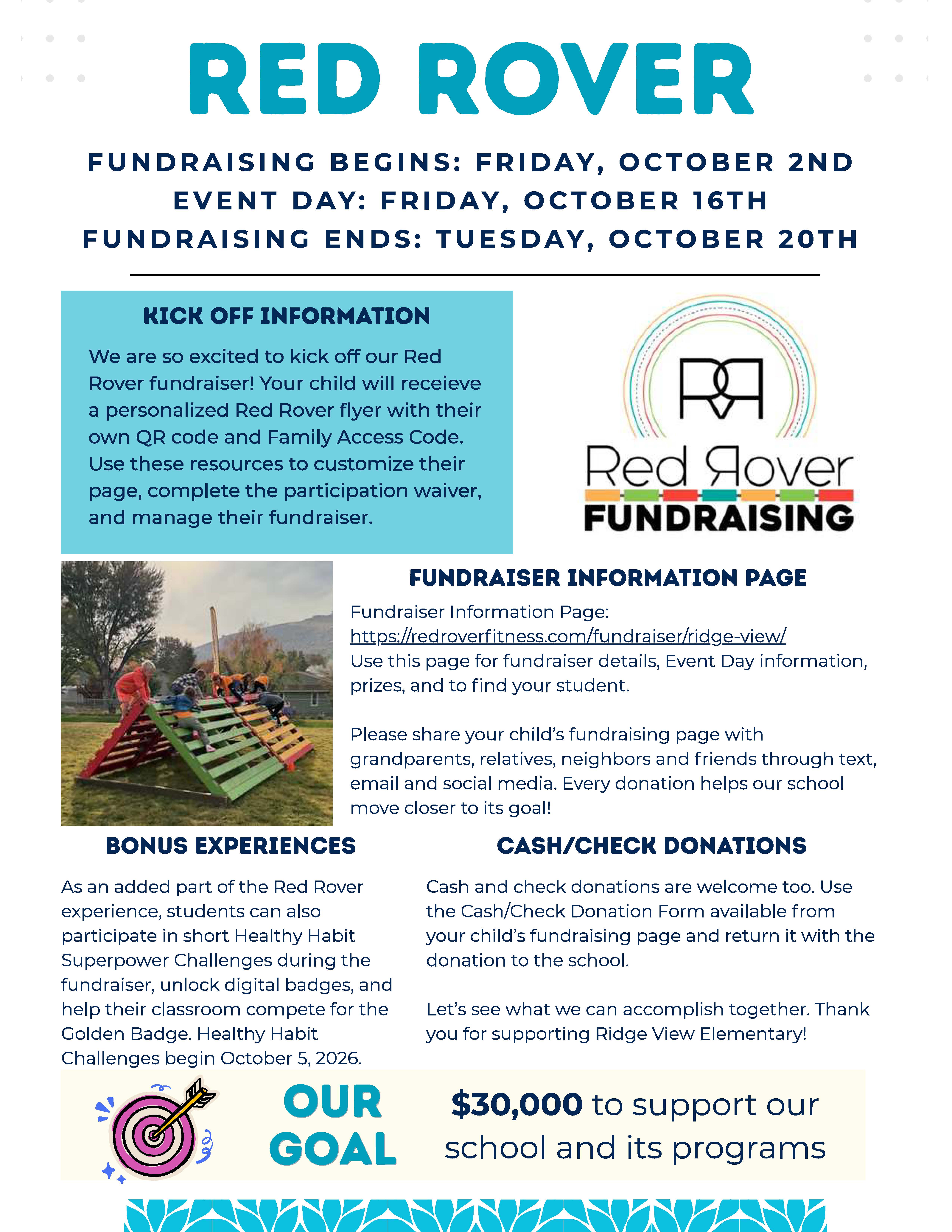 Red Rover Fundraising Starts Today!