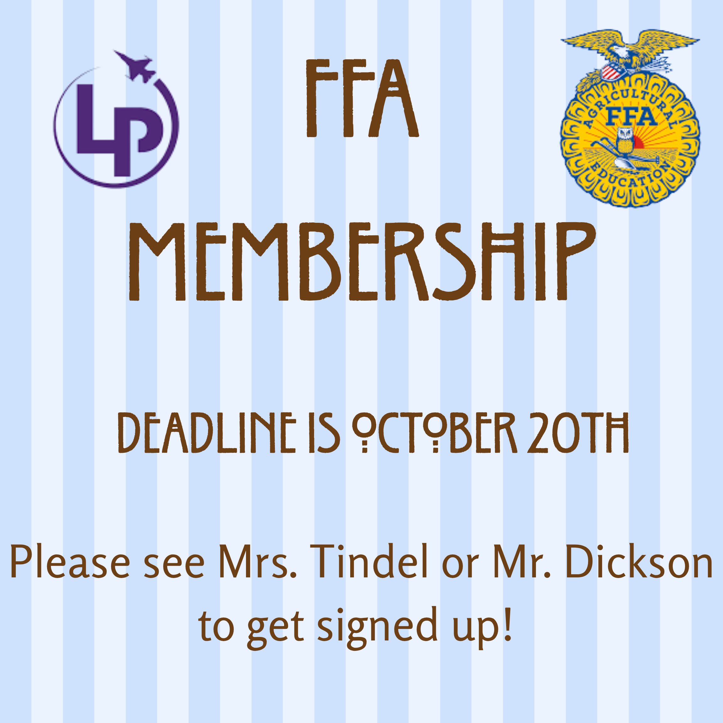 FFA Membership Deadline October 20th
