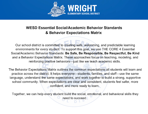 New for 2026-27! Behavior Expectations Matrix