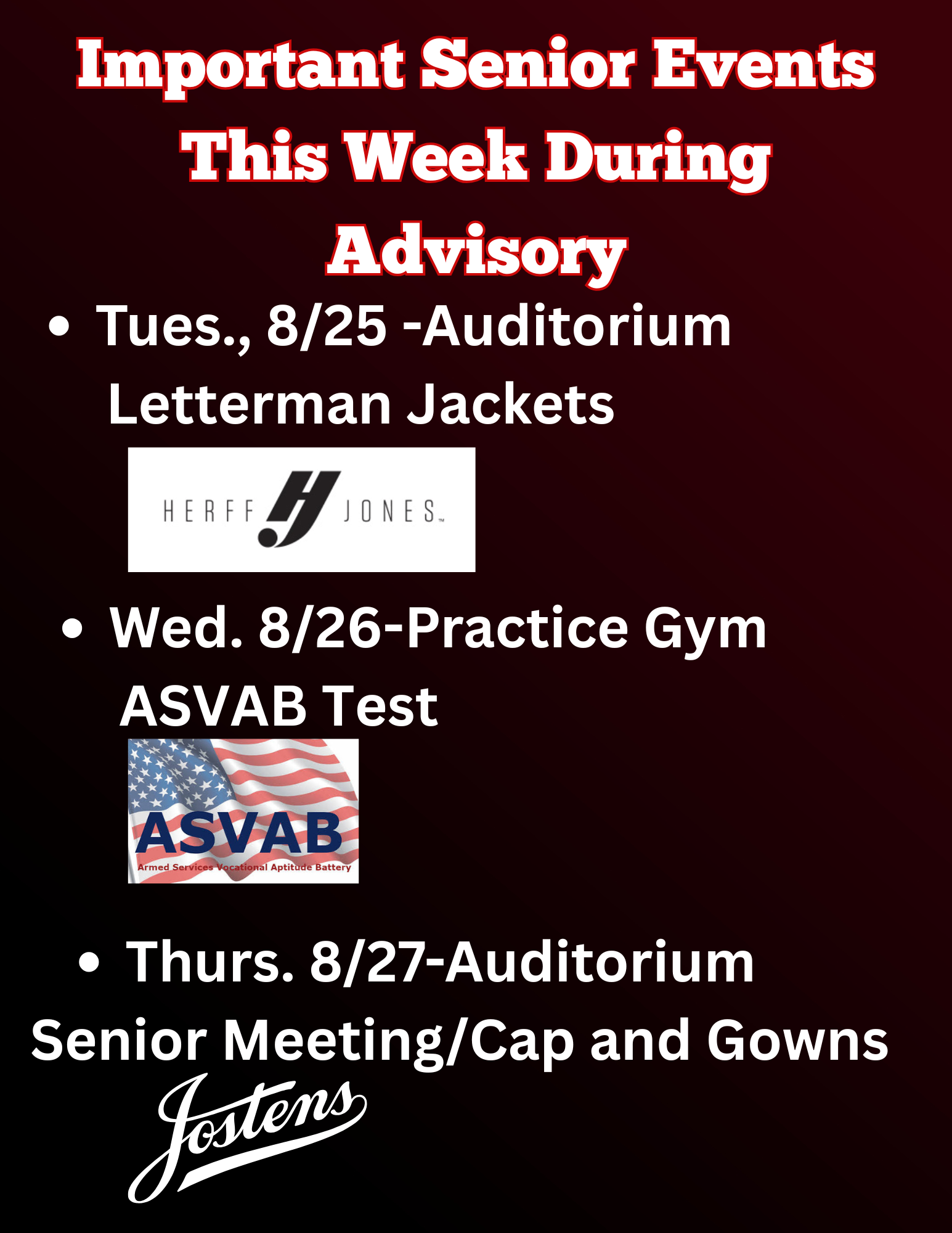 Important Senior Events This Week