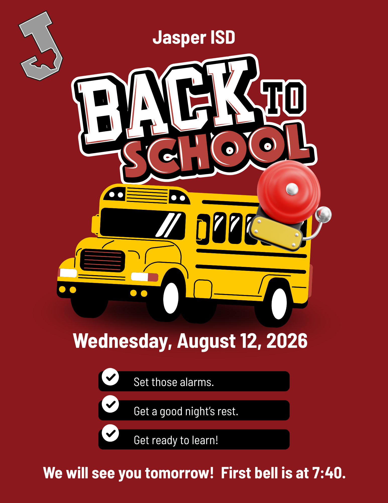 First Day of School is TOMORROW!