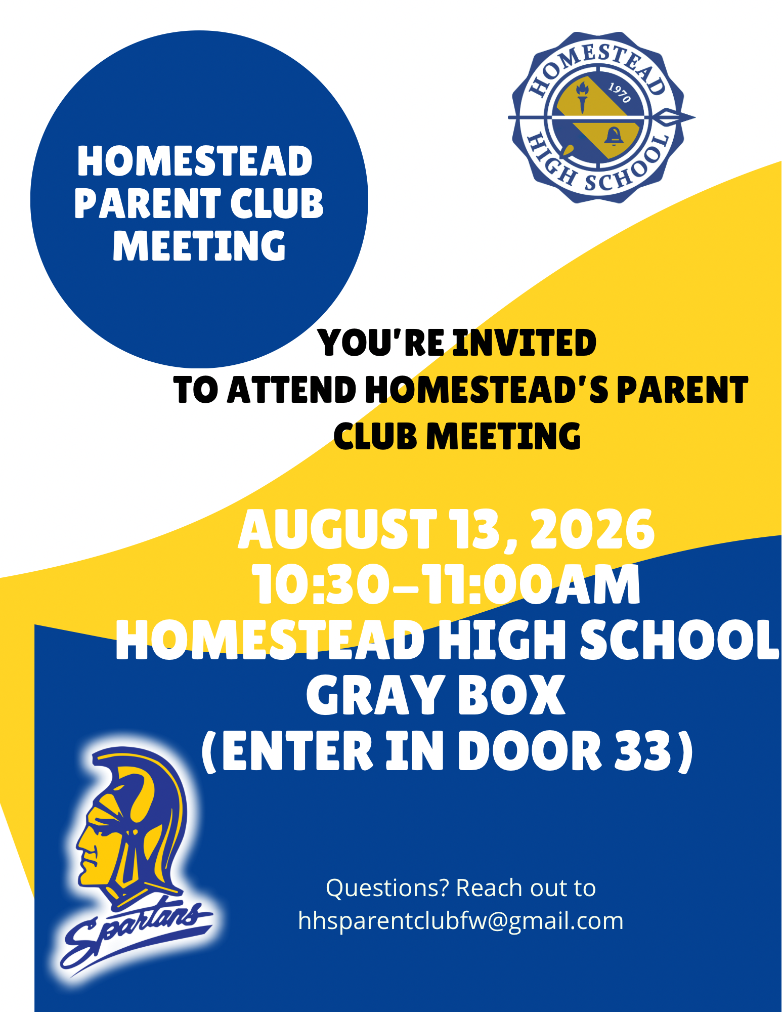 You're Invited to Homestead's Parent Club Meeting On August 13