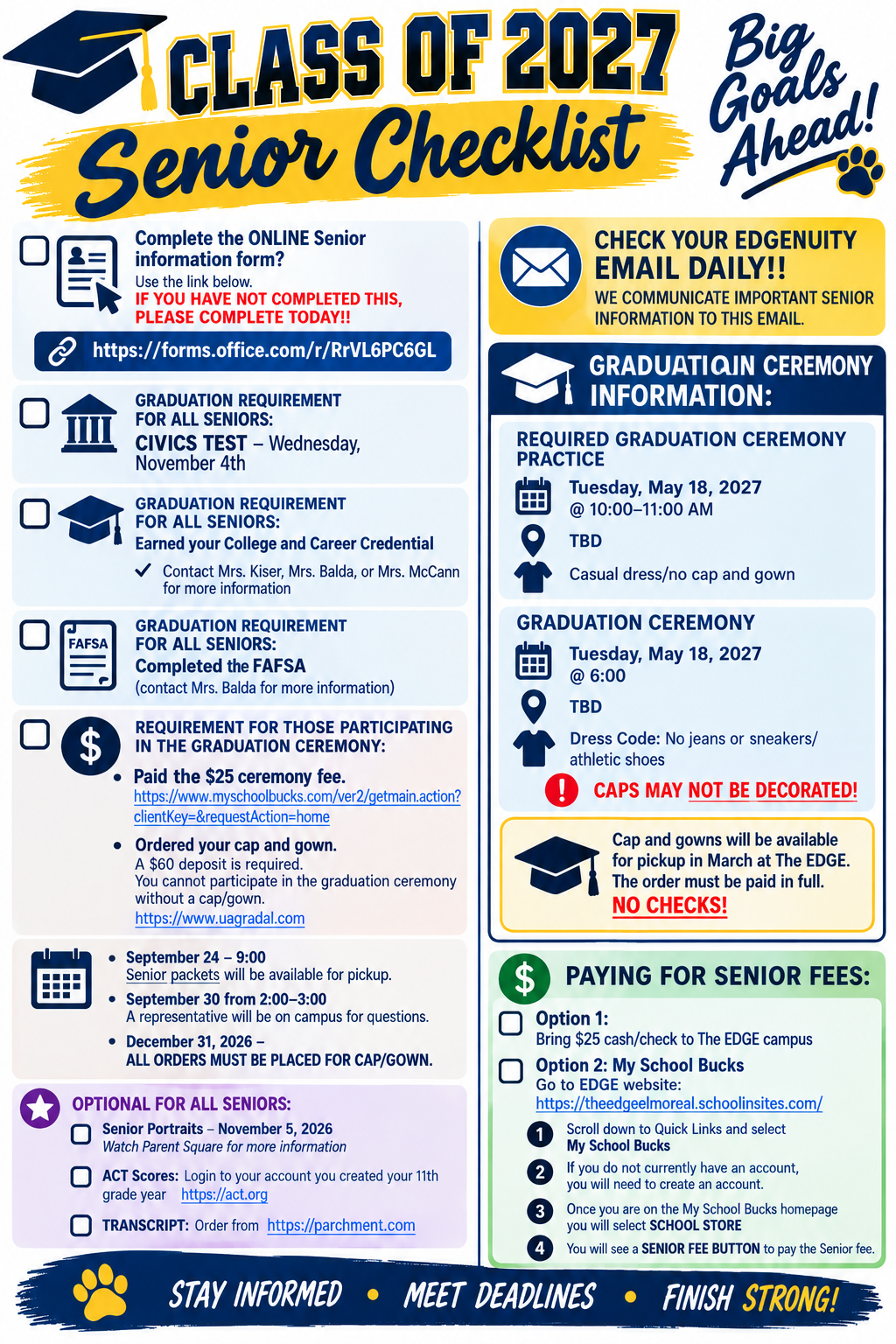 THE EDGE: SENIOR CHECKLIST