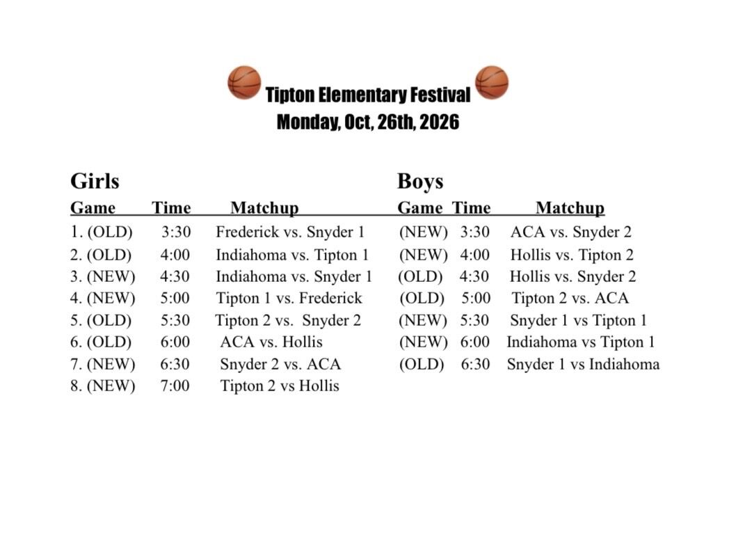 Tipton Elementary Boys’ and Girls’ Basketball Festival is today!