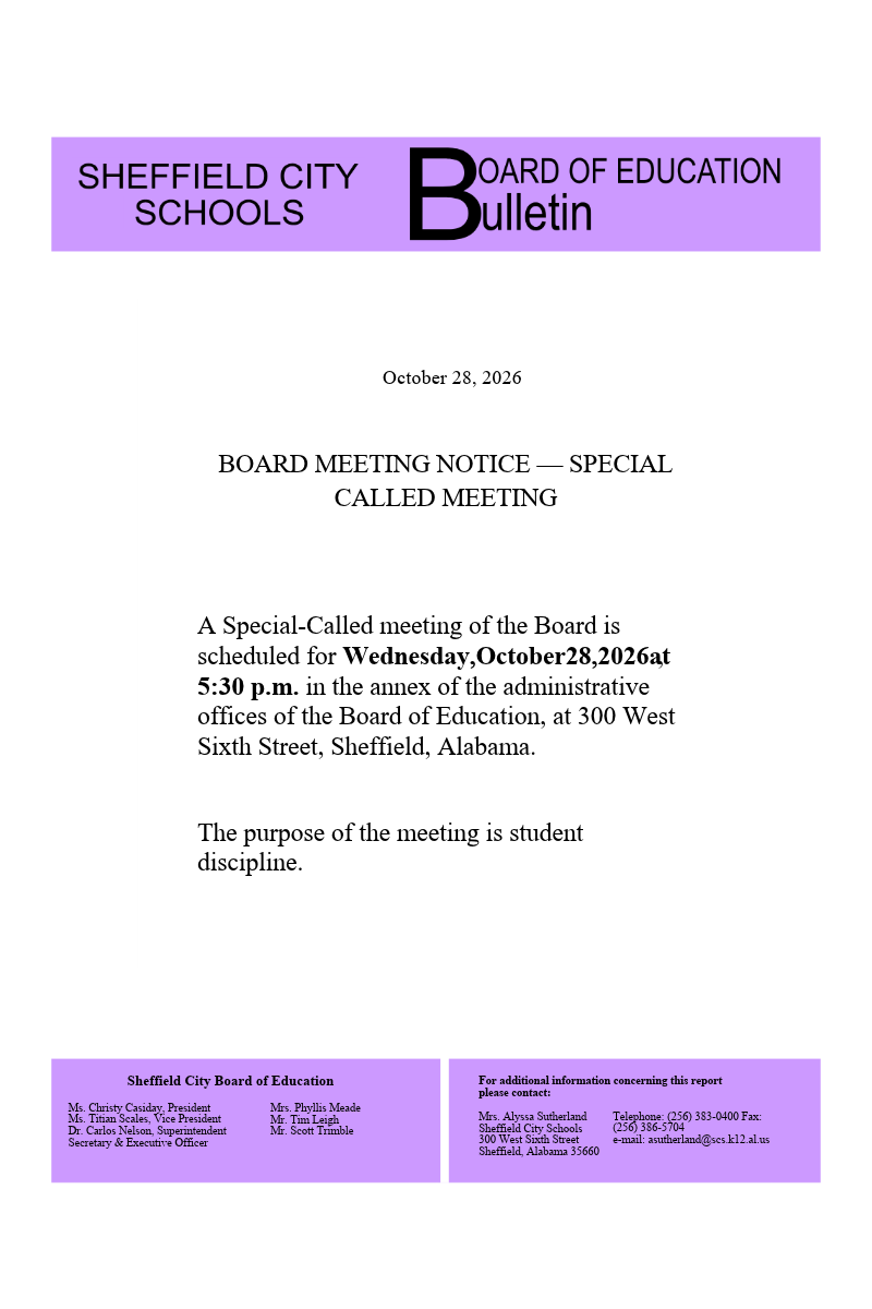 Special Called BOE meeting