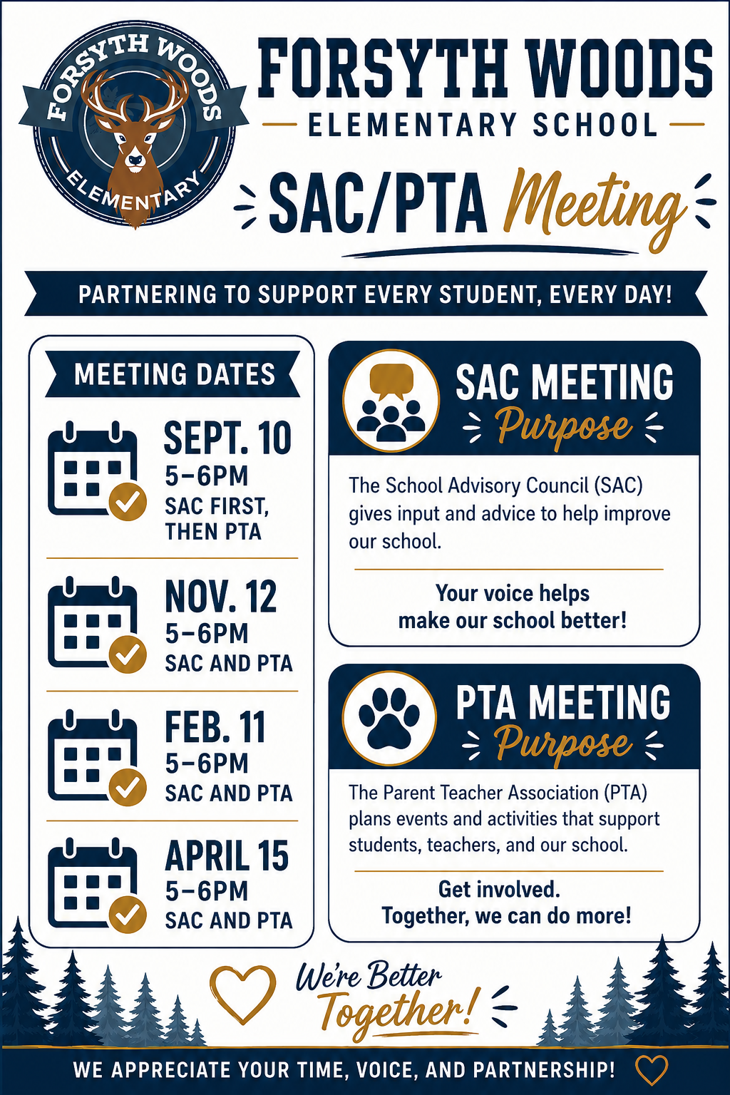 SAVE THE DATES - SAC/PTA Meeting Dates for 2026-2027