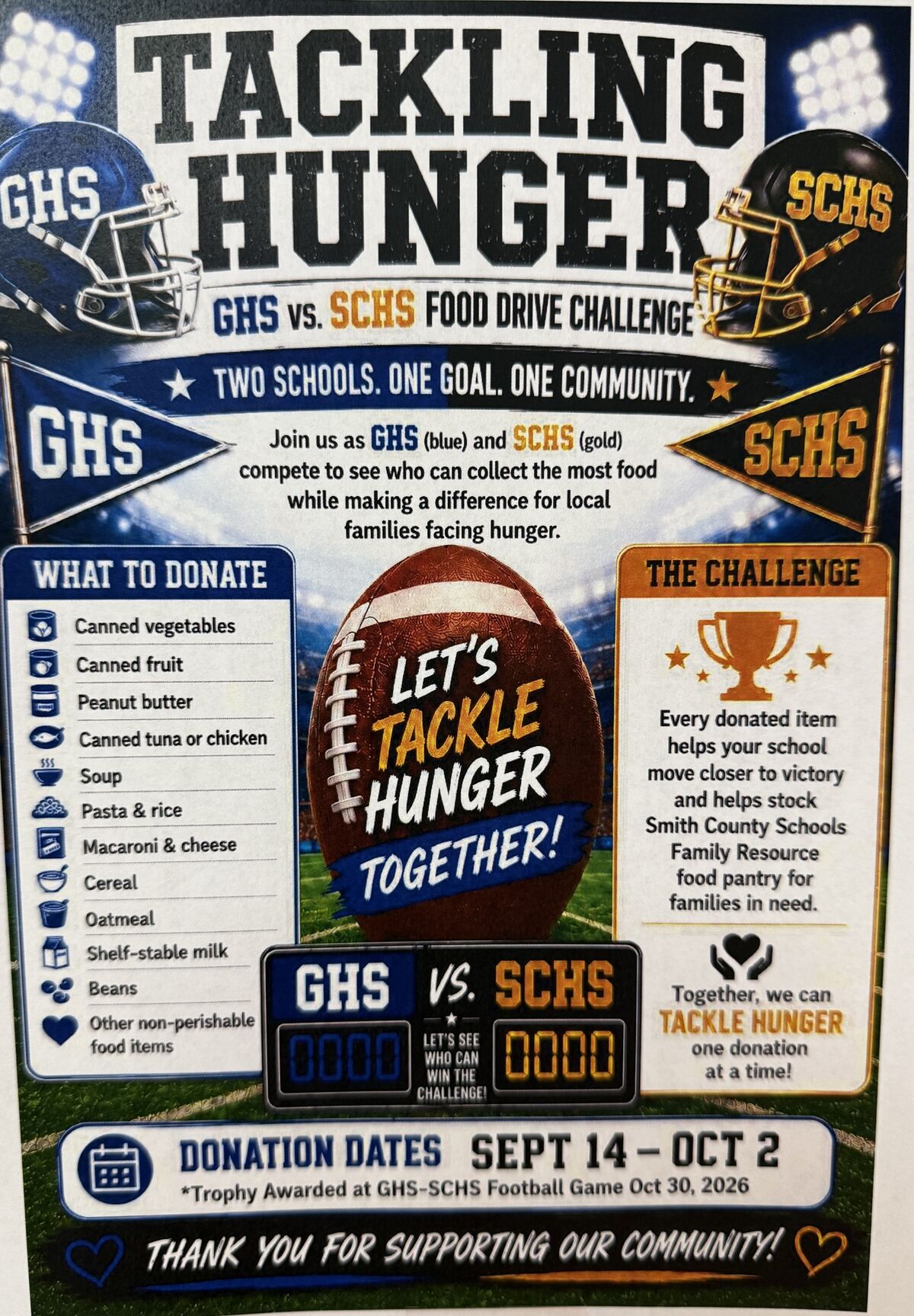 Tackling Hunger Food Drive Challenge Last Week
