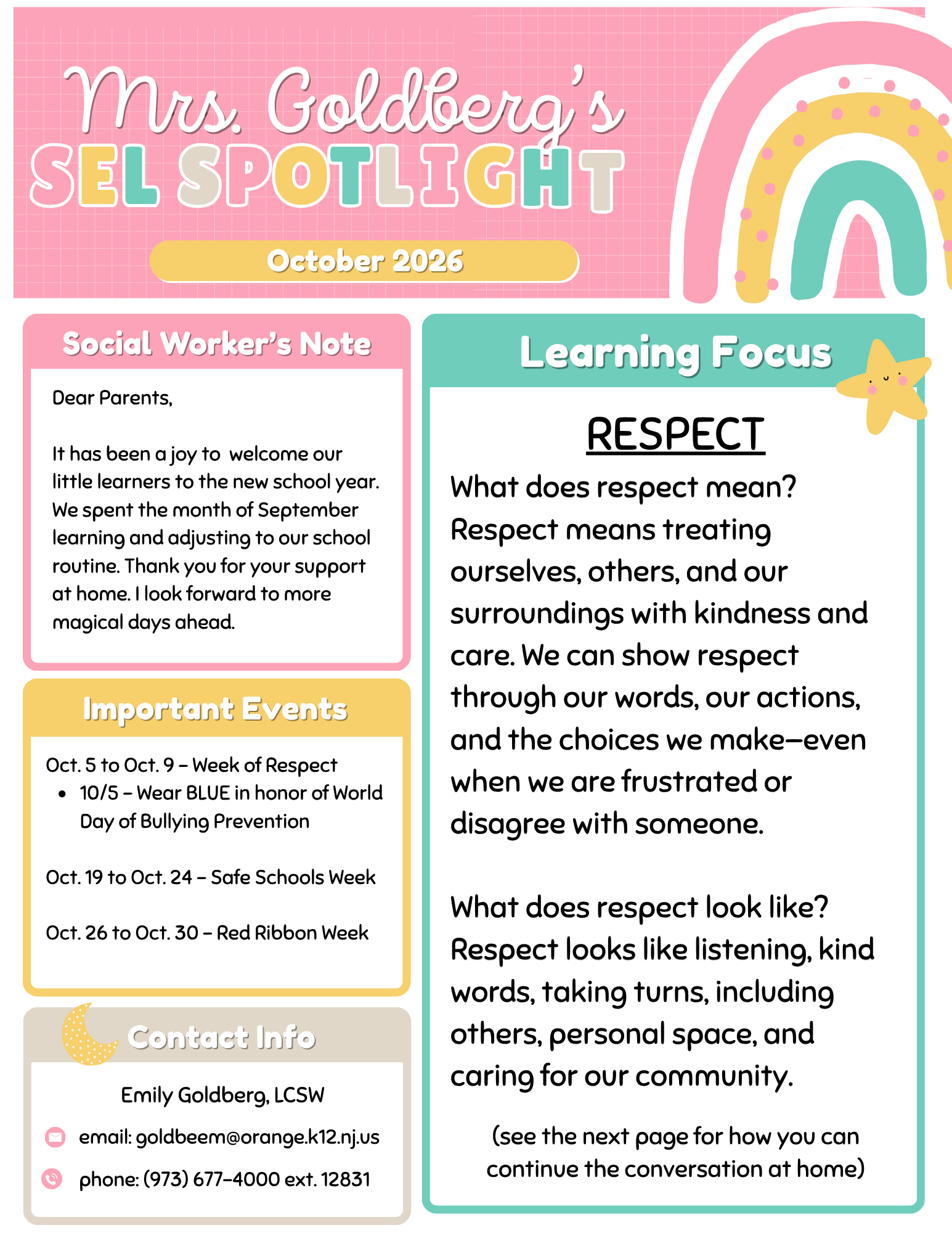 Mrs. Goldberg's October SEL Spotlight