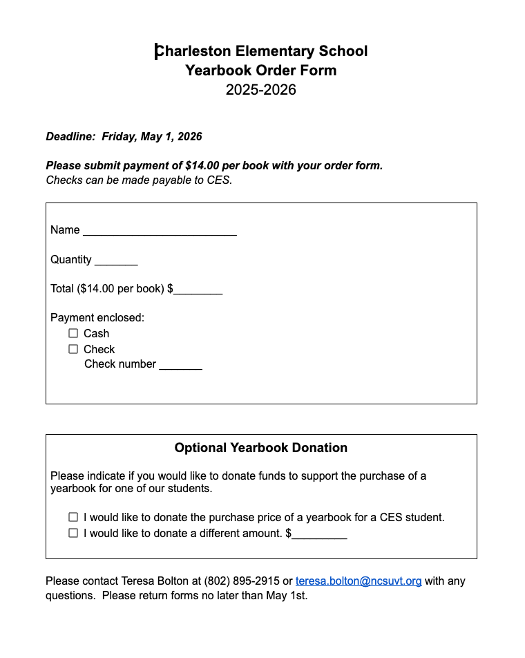 Yearbook Order Deadline extended