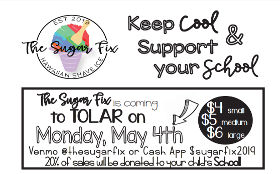 The Sugar Fix Monday 5/4, during PE for students