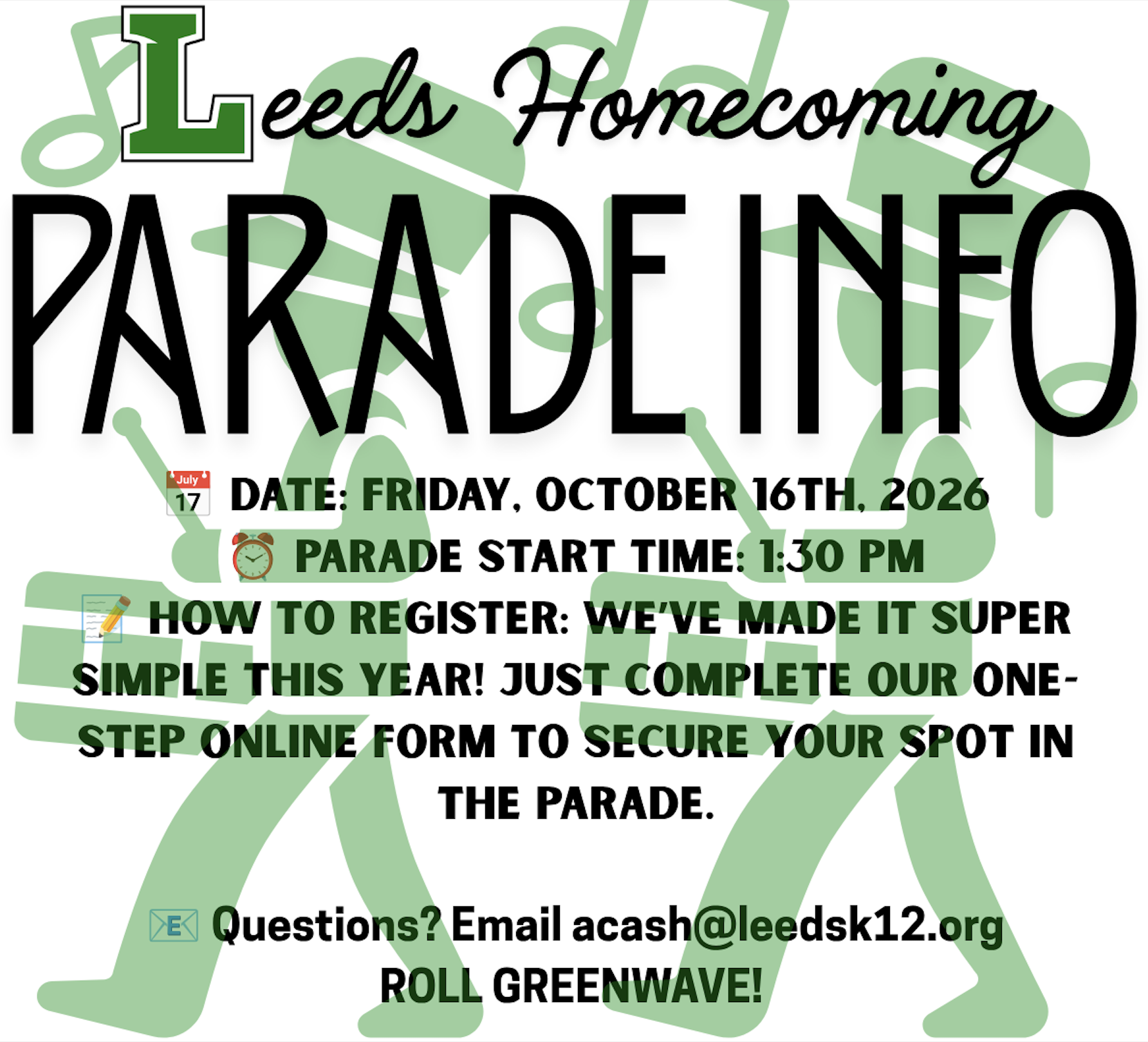 📣 JOIN US FOR THE 2026 LHS HOMECOMING PARADE! 🏈🥁✨