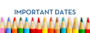 A colorful row of sharpened colored pencils lines the bottom with the text 'IMPORTANT DATES' above.