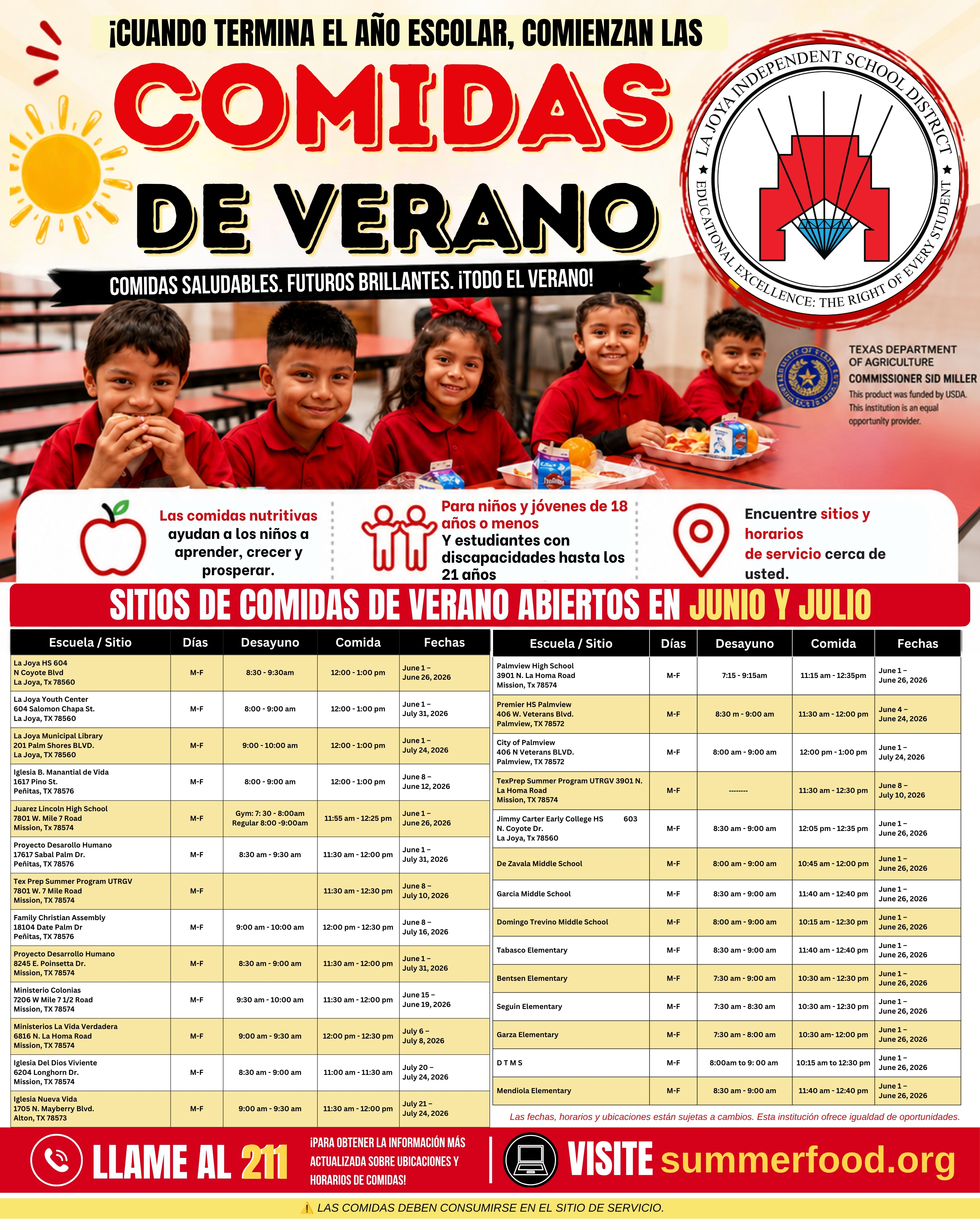 ☀️🍎 ¡Las comidas GRATUITAS de verano ya están aquí para niños y jóvenes! 🍎☀️