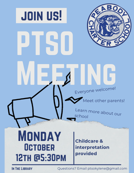 PTSO Meeting October 12th @5:30pm-- ALL are welcome! 