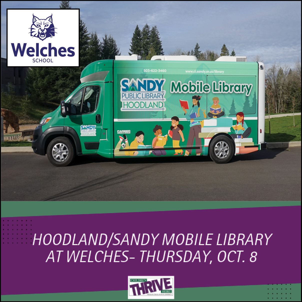 Hoodland/Sandy Mobile Library starts at Welches School - Thursday, Oct. 8
