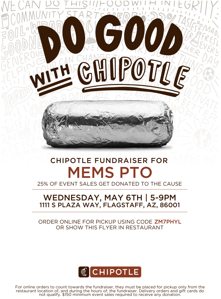Chipotle Fundraiser for MEMS PTO Today!