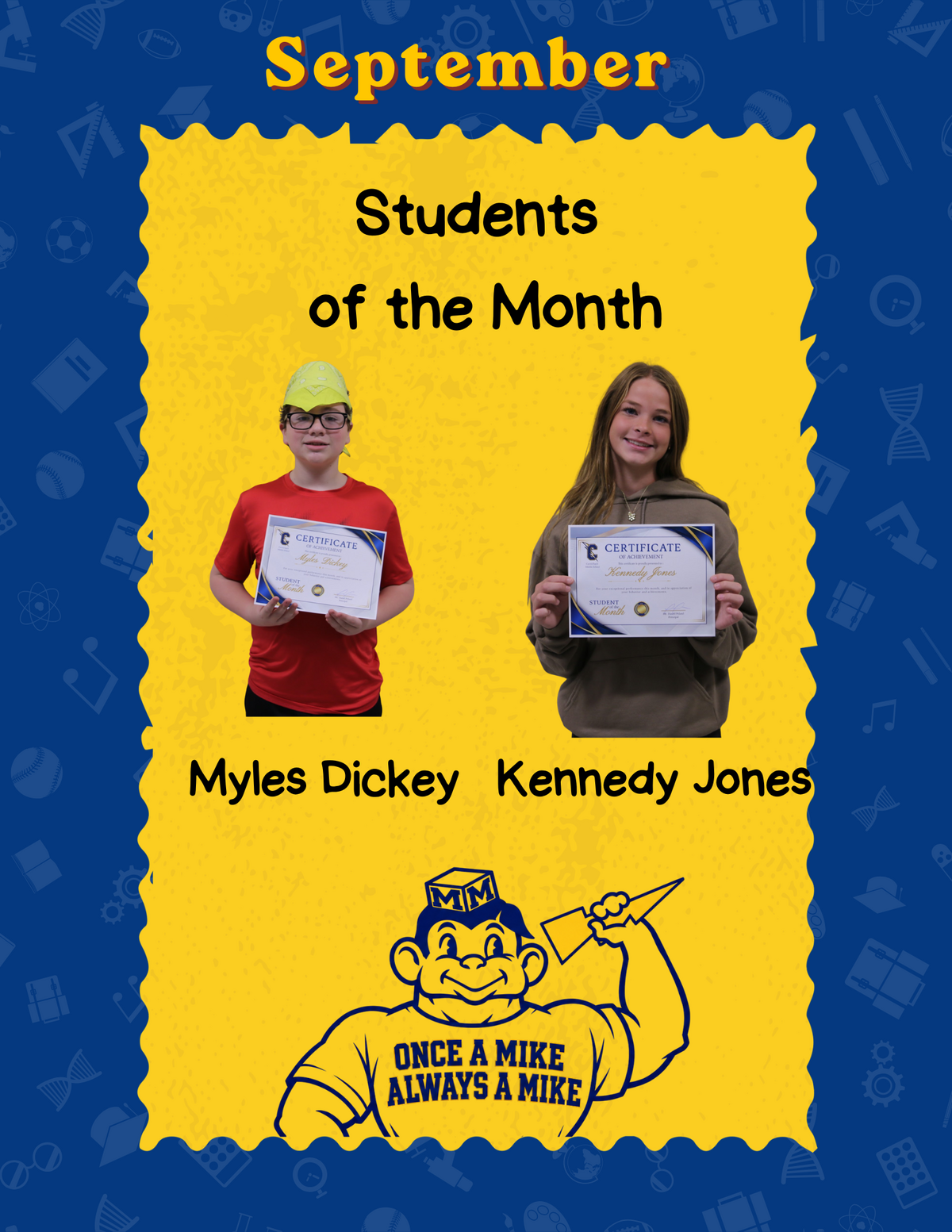 Middle School September Students of the Month 