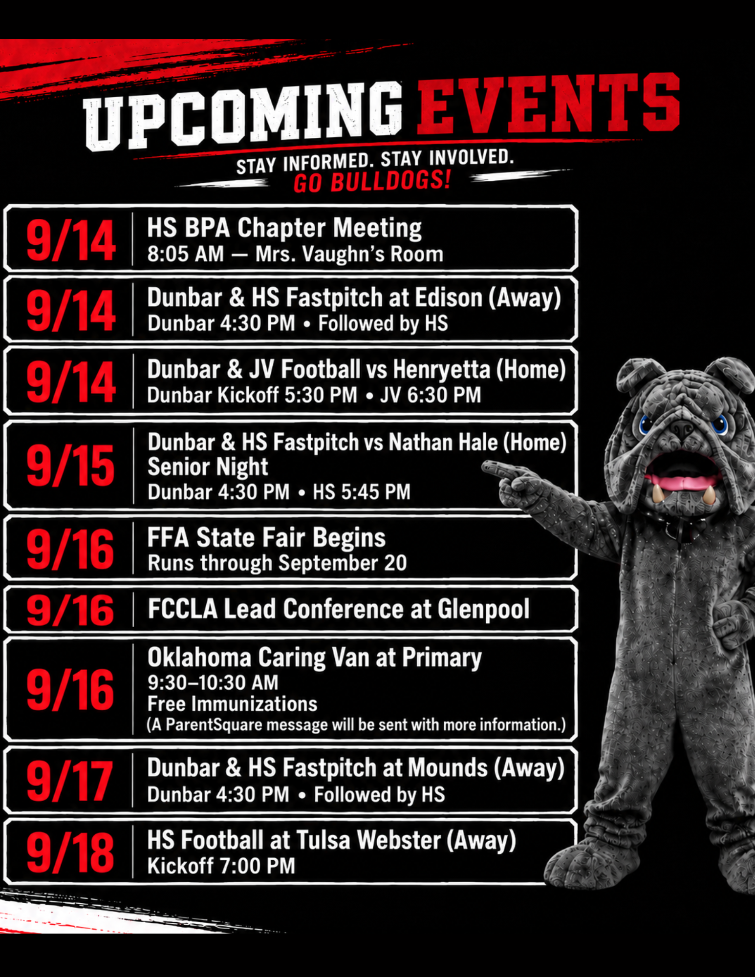Weekly Events - Week of 9/14/2026
