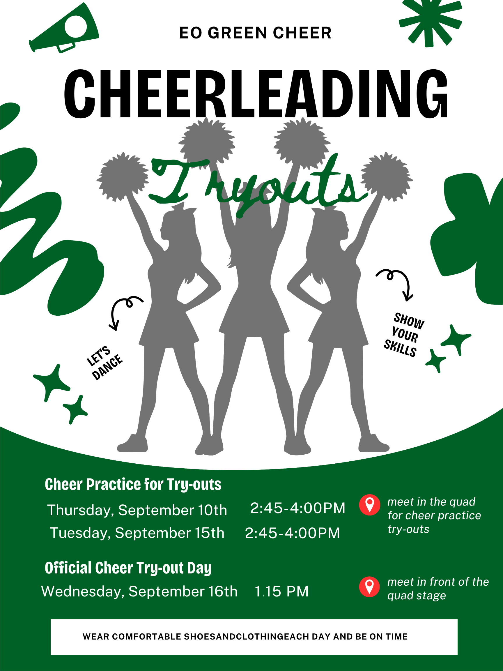 E.O. Green Family Bulletin & Cheer Tryouts
