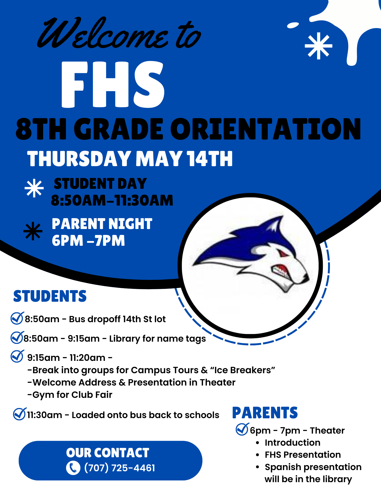 Fortuna High Student Orientation and Parent/Guardian Night - Thursday, May 14, 2026 