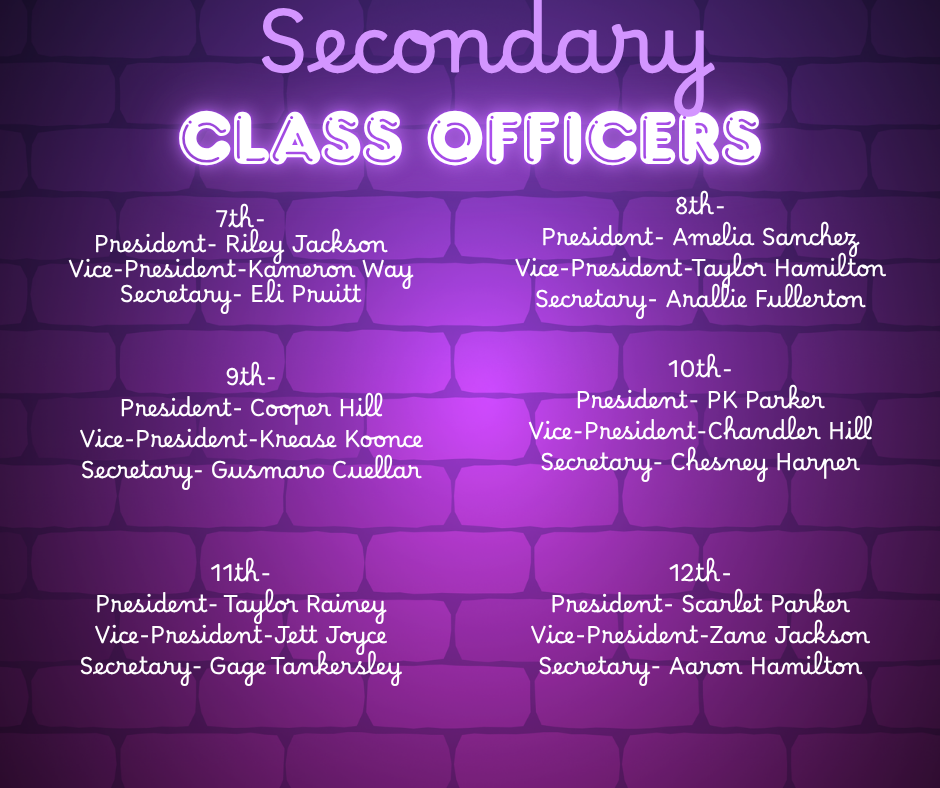 Secondary Class Officers