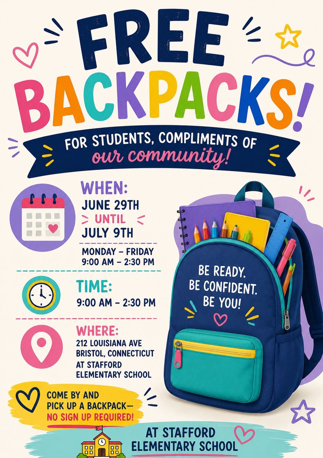 Free Backpacks w/ supplies!