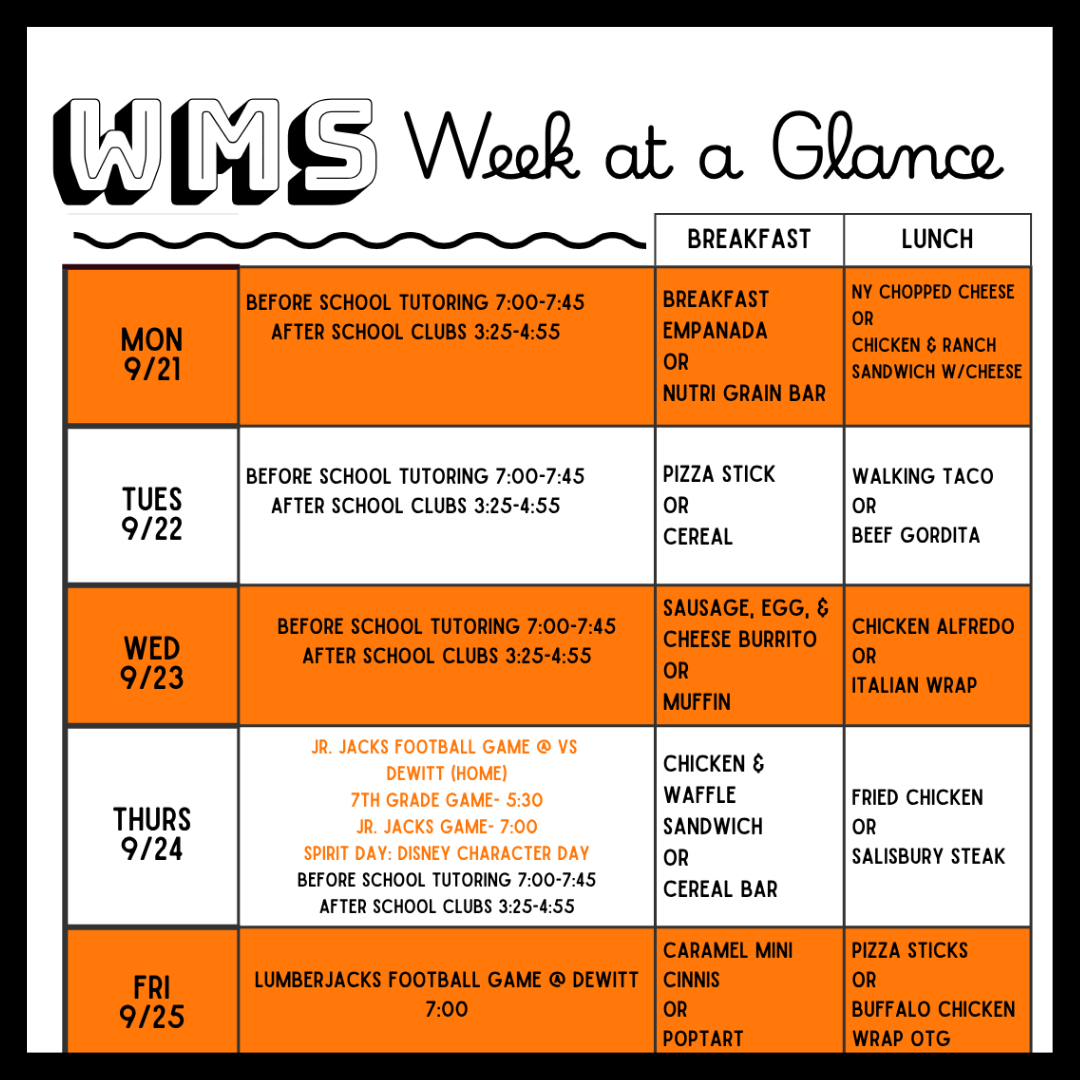 9/21 WMS Week at a Glance
