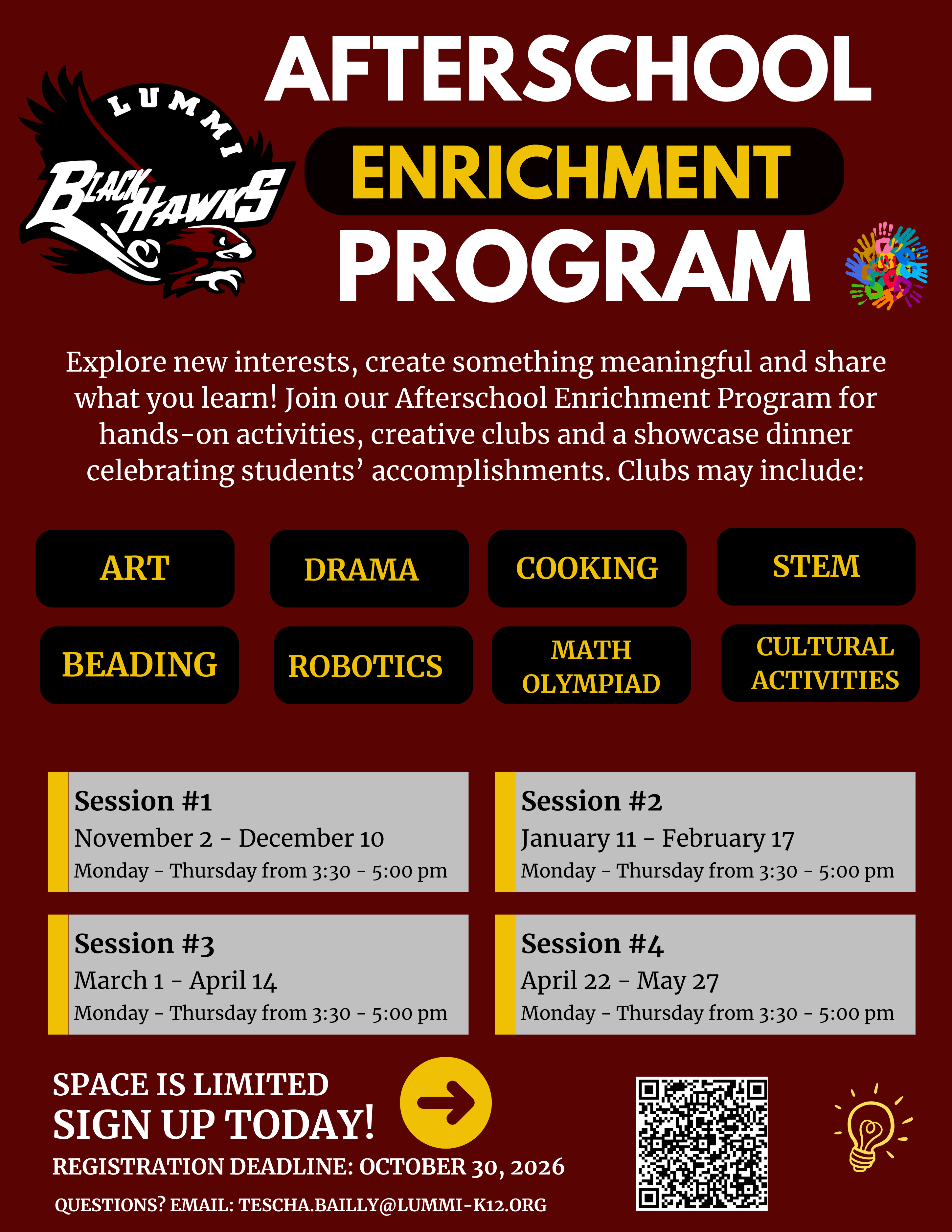 Afterschool Enrichment Program — Sign Up by October 30