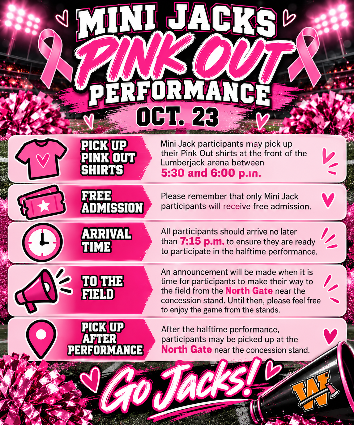 Mini Jacks Pink Out Performance Information