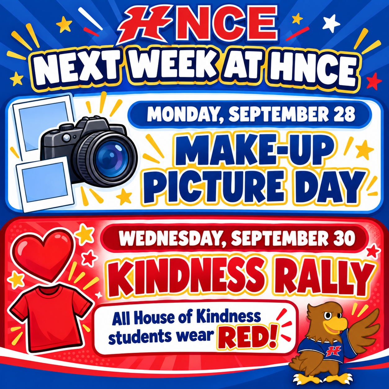 Next Week at HNCE- Make Up Picture Day and Kindness Rally