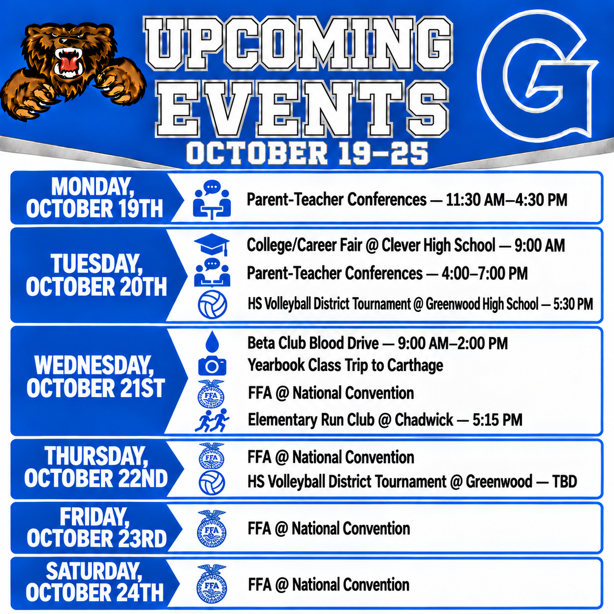Upcoming Events for Galena High School