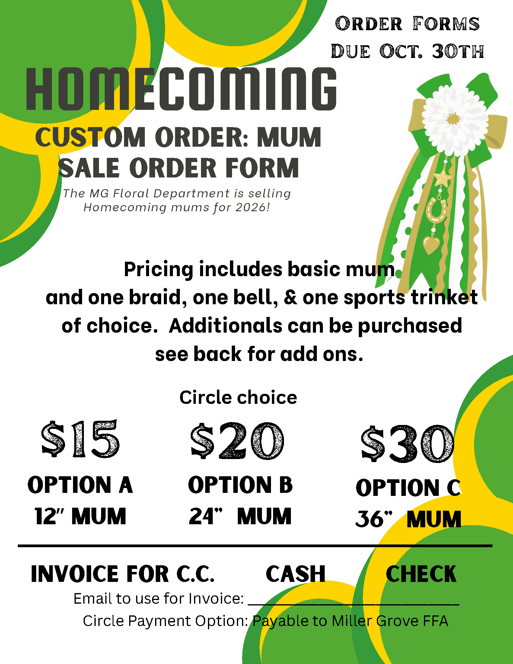 Homecoming mum orders due this week