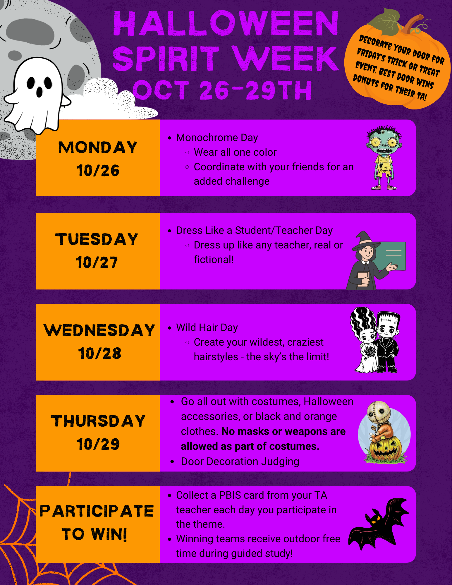 Halloween Spirit Week - October 26-29th