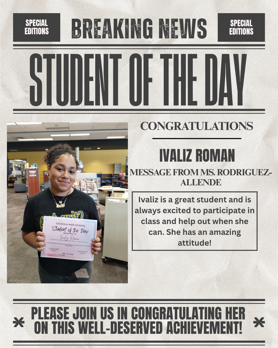 Student of the Day