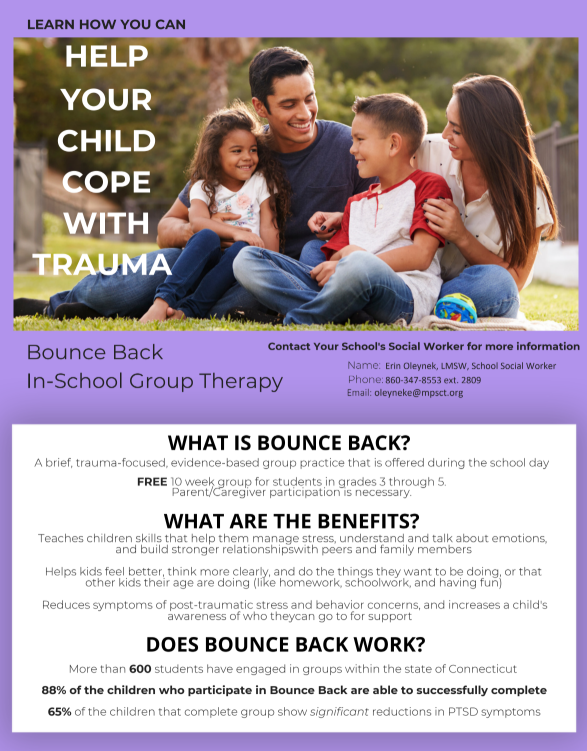 Bounce Back In-School Group Therapy Offering
