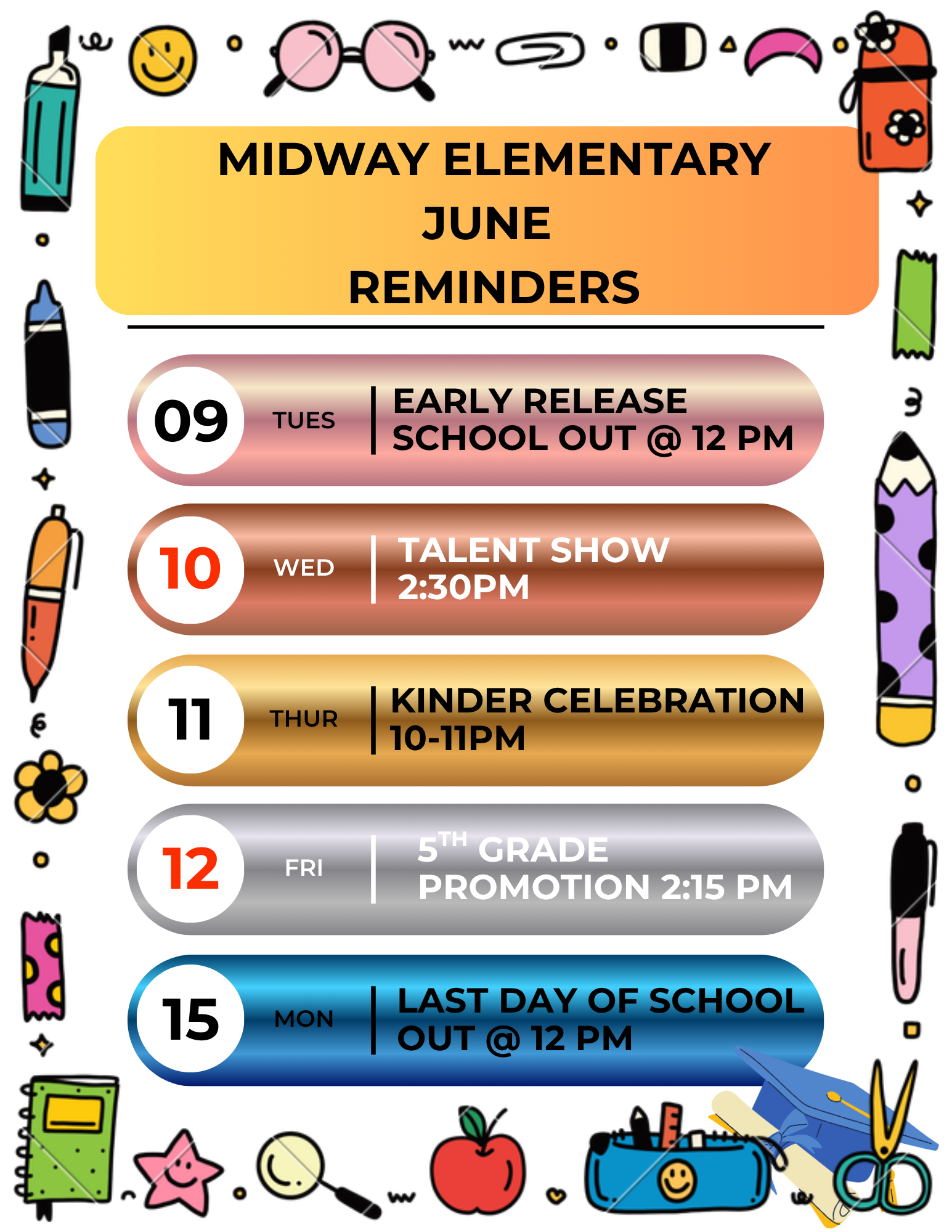 End of year Reminders