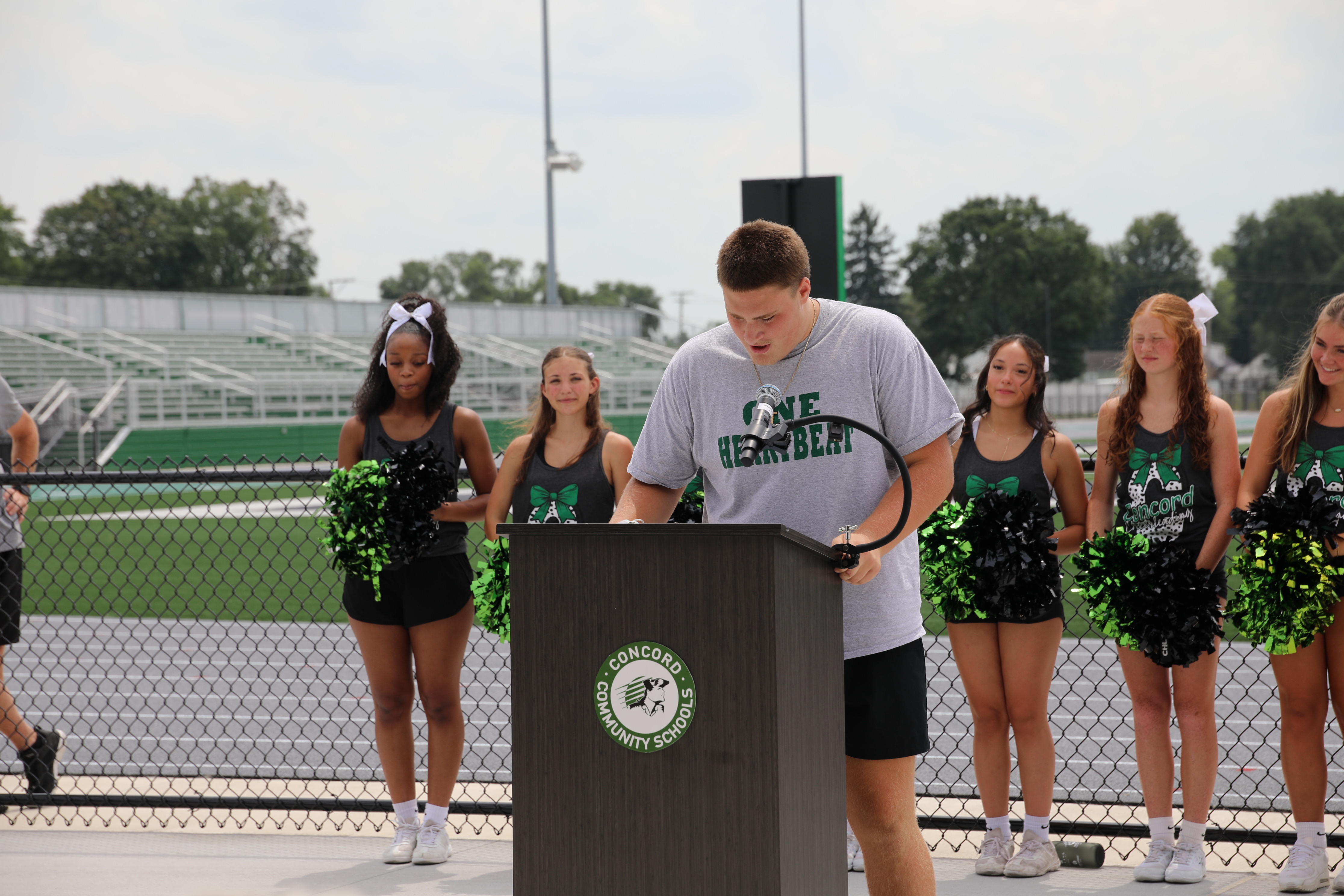 student speaking at podium