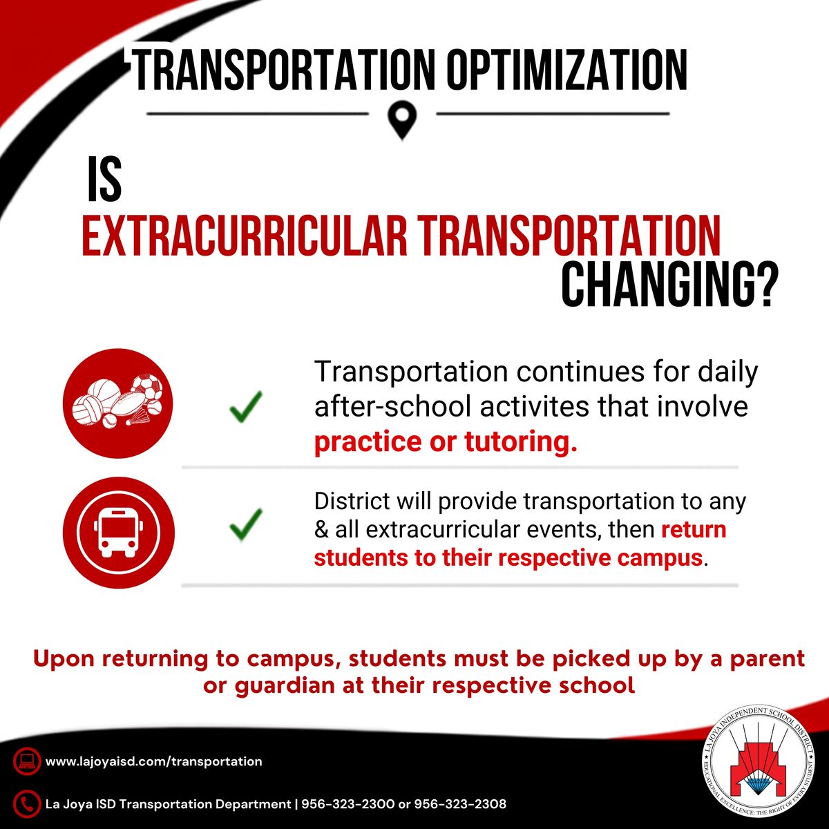 🚌 Transportation Optimization Update 🚌 Actualización sobre la Optimización del Transporte