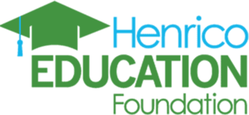 The logo for the Henrico Education Foundation features a green graduation cap with a blue tassel beside the blue text 'Henrico' and green text 'EDUCATION Foundation'.