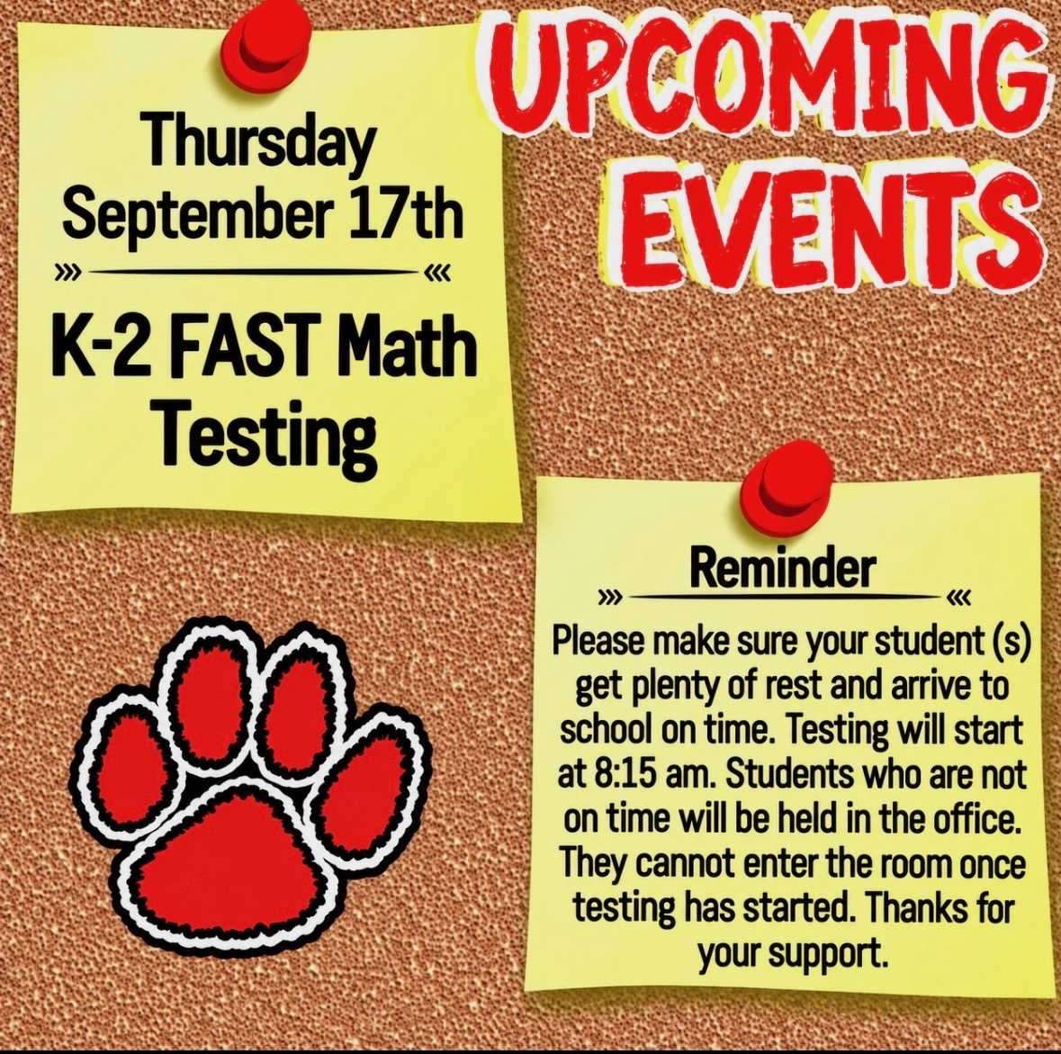 K-2 Testing Reminder 
