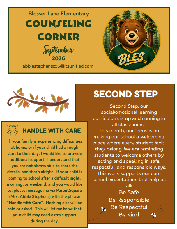 September 2026 Counseling Corner
