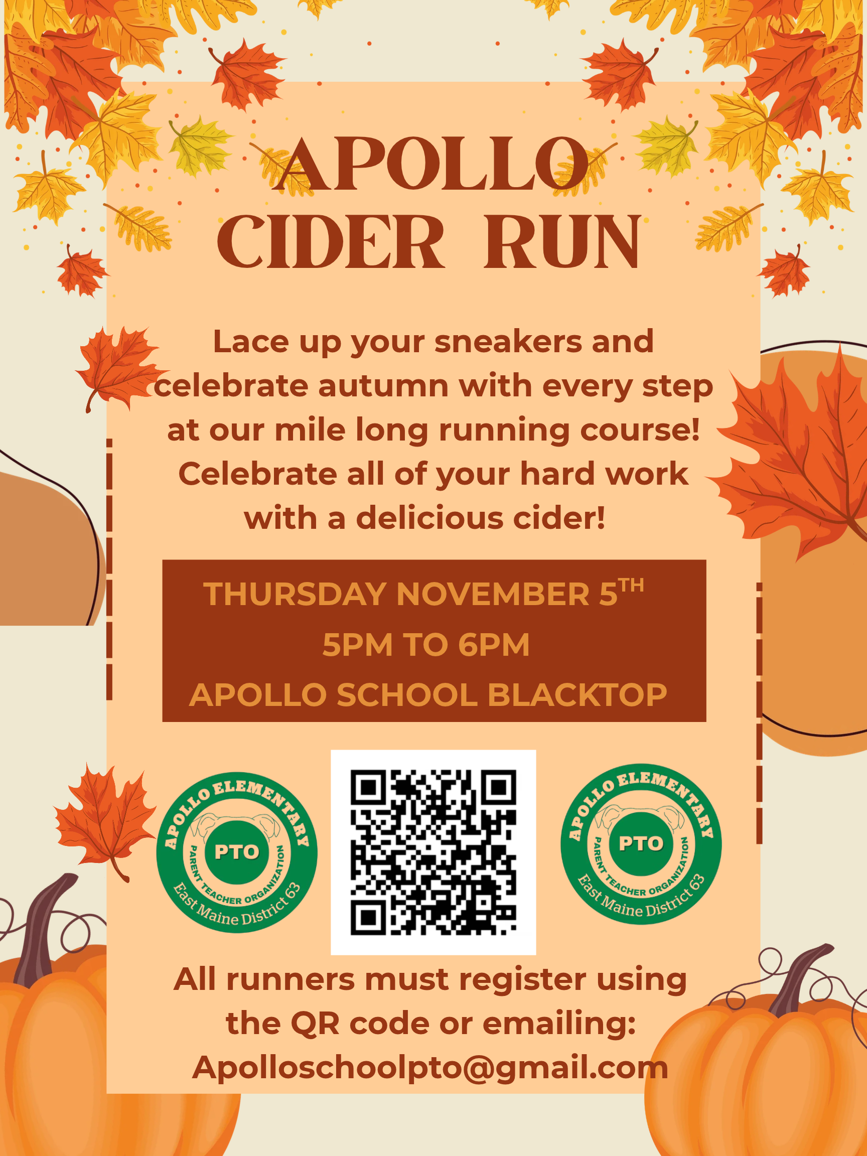 Lace up for the Apollo PTO Cider Run 🍂🏃