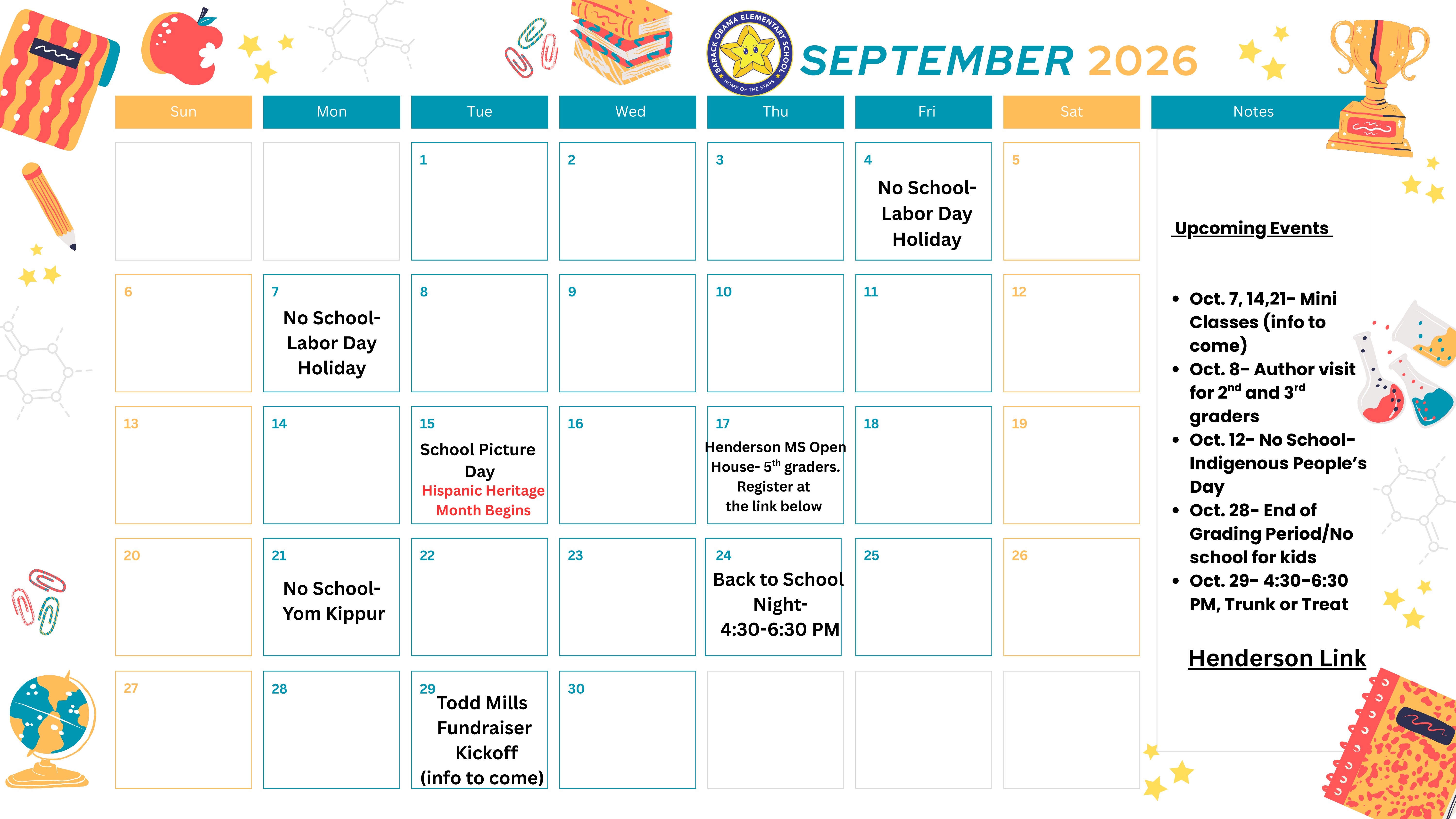 September Calendar of Events