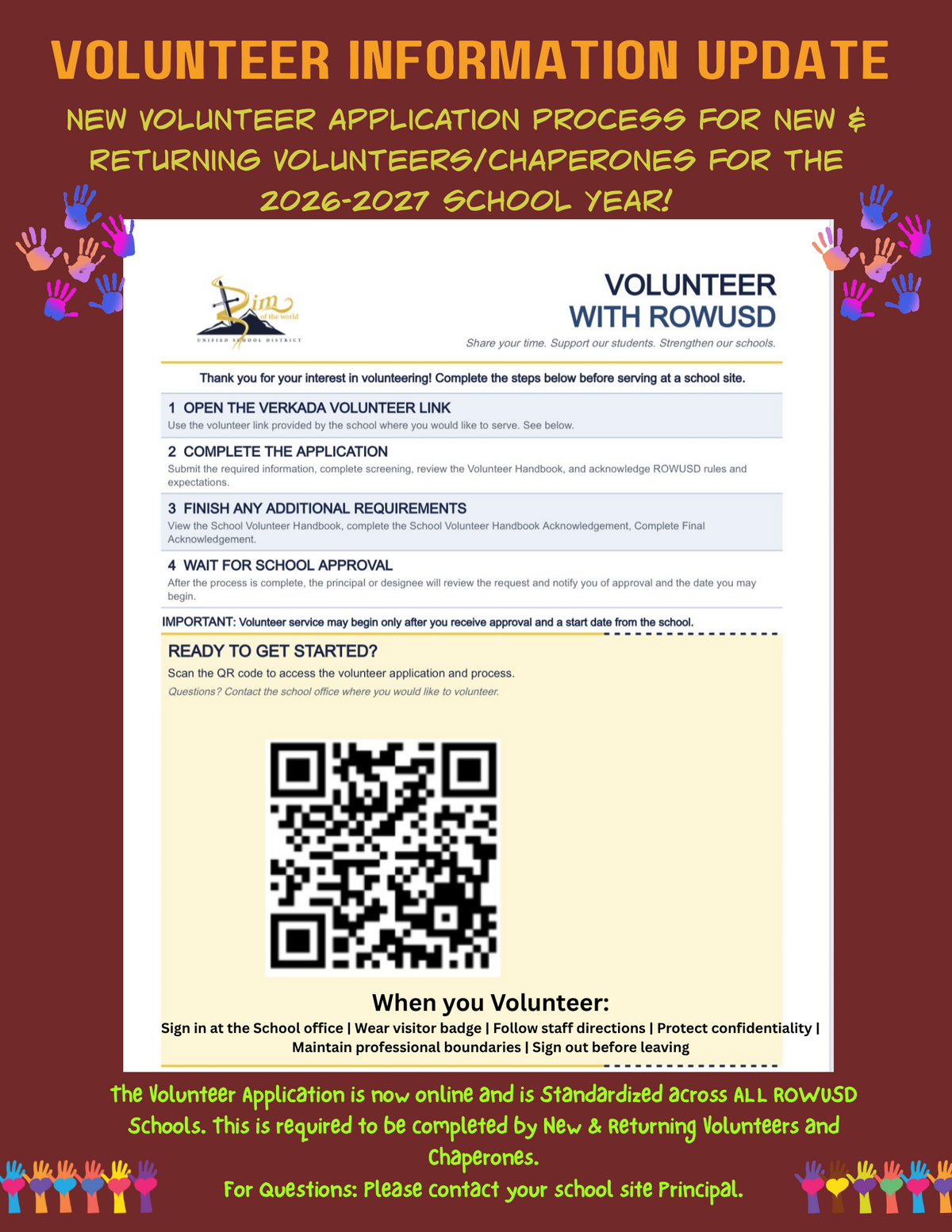 ROWUSD New Volunteer/Chaperone Application Process for 2026–2027